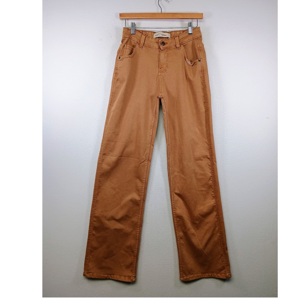 Boho Minimalist Love Trends Women 1 Camel Brown Wide Leg High Rise Elastic Pants